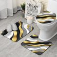 thumbnail image 1 of Gray and Gold Marble Ink Waves Pattern Bathroom Rugs Sets 3 Piece,Toilet Cover Set,Absorbent Non Slip Bathroom Mats Sets with U-Shaped Contour Rug Toilet Rug Set, 1 of 5