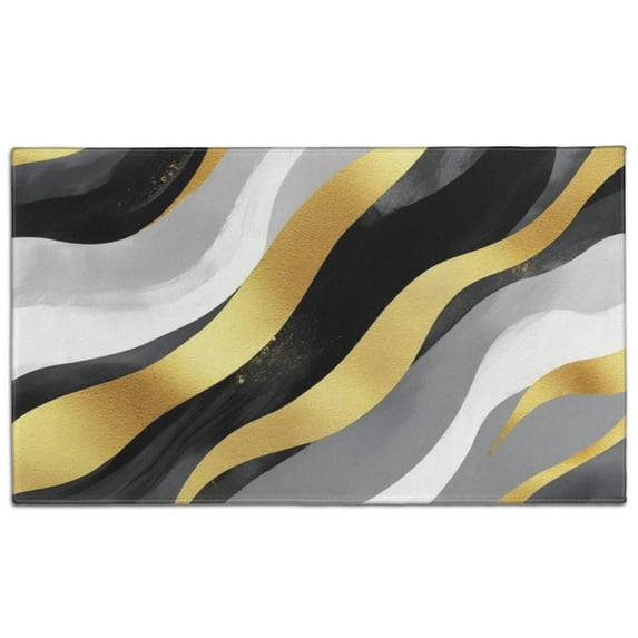 Gray and Gold Marble Ink Waves Pattern Door Rugs,Washable Non Slip Door Mats Indoor,Decorative Door Mats,Entry Mat Indoor for Entrance,Bedroom,Kitchen,Bathroom,17"x30"