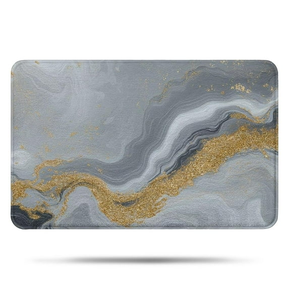 Gray Gold Marble Pattern Bathroom Rugs Mat,Non Slip Microfiber Bathroom Rug,Rubber Backing,Soft Bathroom Mats for Bathroom Floor,Tub and Shower,17x27in(43x68cm)