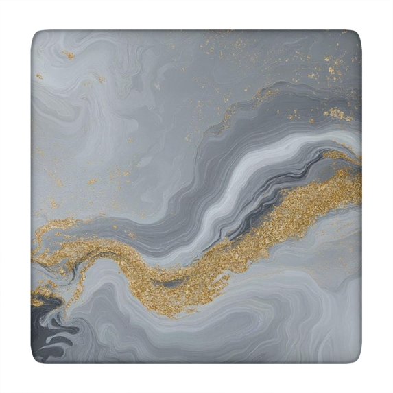 Gray Gold Marble Pattern Square Fitted Tablecloth with Elastic Edge,Square Table Cover,Washable Elastic Table Cover for Home Kitchen Party Decor 34"x34"