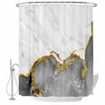 thumbnail image 1 of Gray Gold Marble Shower Curtain, Waterproof Shower Curtains for Bathroom, Modern Abstract Marble Crack Texture Washable Fabric Bathtub Curtain Set Bath Decor with 12 Hooks Long 72"x84", 1 of 8