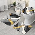 thumbnail image 1 of Gray and Gold Marble Wavy Lines Pattern Bathroom Rugs Sets 3 Piece,Toilet Cover Set,Absorbent Non Slip Bathroom Mats Sets with U-Shaped Contour Rug Toilet Rug Set, 1 of 5