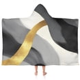 thumbnail image 1 of Gray and Gold Marble Wavy Lines Pattern Hooded Bath Towel，50"x30" for Ages 3 To 12 Kids, Quick Dry Lightweight Soft Microfiber Hood Beach Towel Cover Up for Kids, 1 of 7