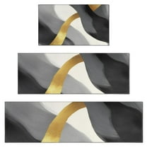 Gray and Gold Marble Wavy Lines Pattern Kitchen Rugs Sets Of 3,Kitchen Runner Rugs Non Skid Washable,Decorative Kitchen Floor Mats for Kitchen,Sink,Laundry,17"x30" 17"x47" 17"x59"