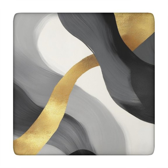 Gray and Gold Marble Wavy Lines Pattern Square Fitted Tablecloth with Elastic Edge,Square Table Cover,Washable Elastic Table Cover for Home Kitchen Party Decor 34"x34"