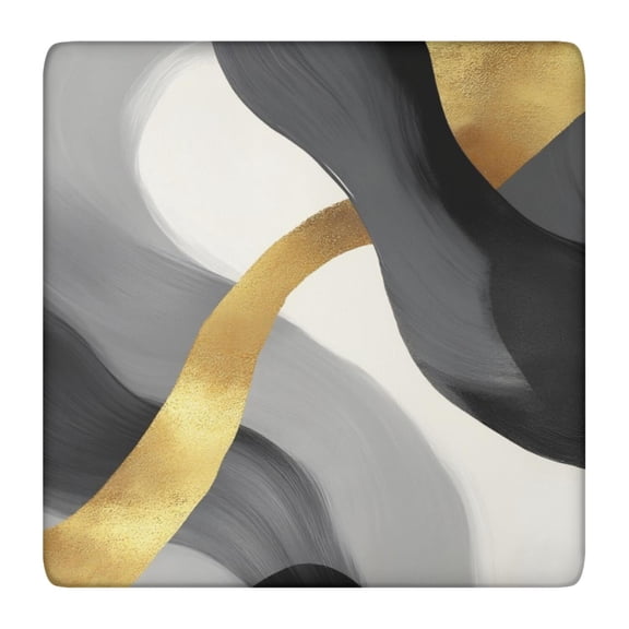 Gray and Gold Marble Wavy Lines Pattern Square Fitted Tablecloth with Elastic Edge,Square Table Cover,Washable Elastic Table Cover for Home Kitchen Party Decor 36"x36"