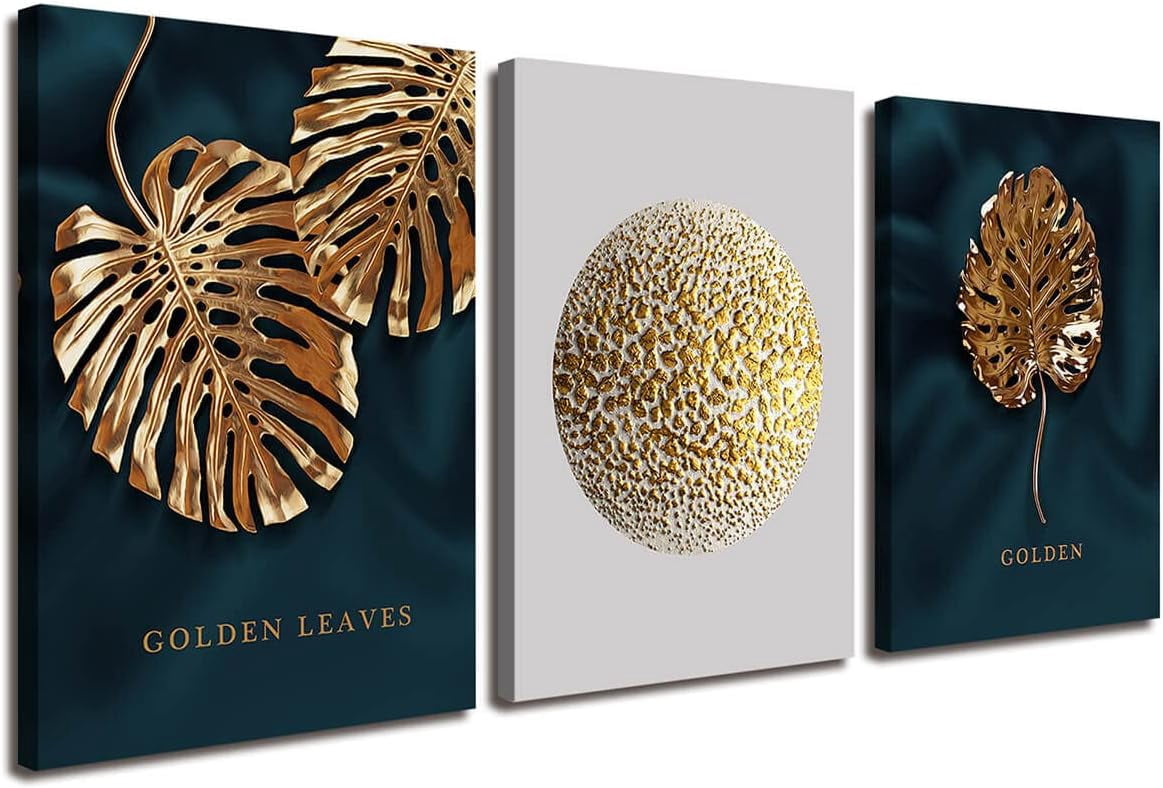 Gray and Gold boho Abstract Wall Art 3 Pieces Modern Stretched and ...