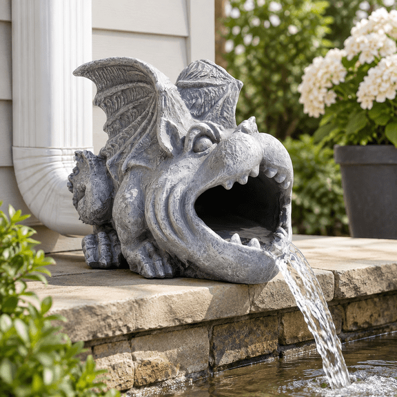 Gray Gothic Gargoyle Gutter Downspout Extender Garden Statue Ornament