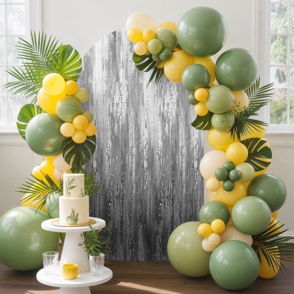 Gray Gradient Arch Backdrop Cover 4 FT, Modern Abstract Industrial Wall Texture Wedding Arch Cover Stretchy Backdrop Stands Covers for Birthday Party Ceremony Banquet Decor