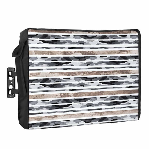 Gray Gradient Camo Waterproof Outdoor TV Cover, Abstract Mottled Stripe Vintage Outside Weatherproof TV Enclosures for 70 to 75 Inch LCD Television Shield Flat Screen Protectors