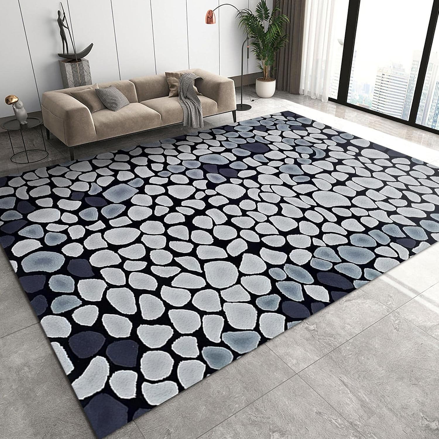 Gray Gradient Irregular Ellipse Area Carpet, Retro Abstract Minimalism ...