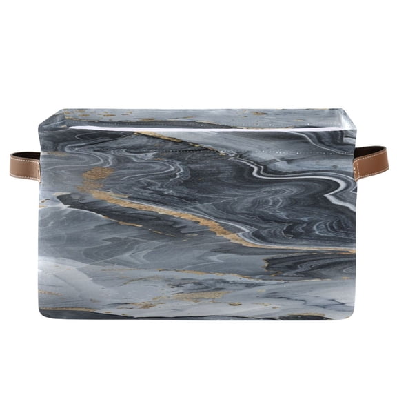 Gray Gradient Marble Square Storage Bins with Handles Collapsible Containing Box 1 Pack