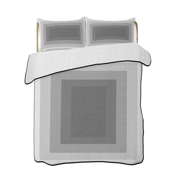 Gray Gradient Squares Quilts Bedding Set California King Softness Layers Zen Geometric Lightweight Quilted Bedspread 3 Piece Bed Quilt with 2 Pillow Shams All Season for Bedroom 96" x 106"