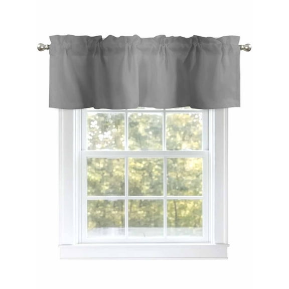 Gray Gradient Texture Valances for Windows, Rod Pocket Kitchen Valance Curtains - Soft & Washable Small Window Treatment for Living Room,&nbsp;Bathroom, Abstract Ombre Grey , 42x12 Inch, 1 Panel