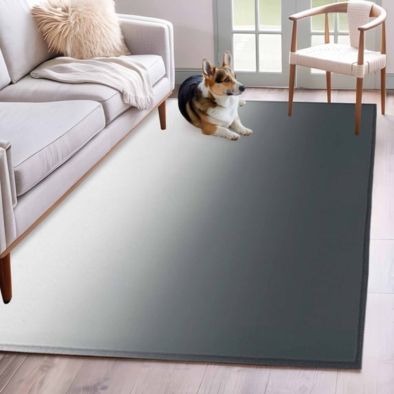 Gray Gradient Washable Area Rug 4x6 Low-Profile Large Area Rugs with Non Slip Backing Indoor Floor Carpet for Entrance Living Room Bedroom Home Office