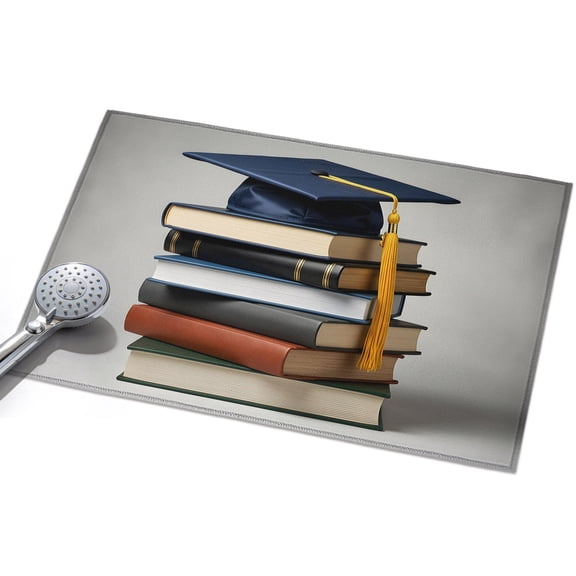 Gray Graduation Cap Area Rugs 2x3ft Academic Books Classic Diploma Floor Rug&nbsp;Non Slip Low Pile Ultra Soft Throw Carpet for Entryway Indoor Entrance Kitchen Bathroom