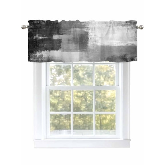 Gray Graffiti Valances for Windows, Rod Pocket Kitchen Valance Curtains - Soft & Washable Small Window Treatment for Living Room, Bathroom, Abstract Color Block , 42x12 Inch, 1 Panel
