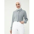 thumbnail image 1 of Gray - Gray - Point Collar - Blouses - Refka, 1 of 5