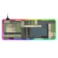 thumbnail image 1 of Gray Green Abstract Art RGB Gaming Mouse Pad Large Keyboard Mat Rubber Base 13 Light Modes, 1 of 6