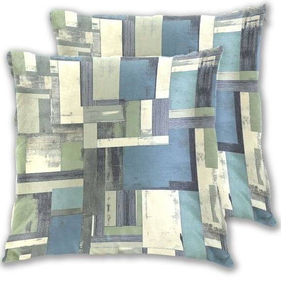 Gray Green Abstract Art Throw Pillow Covers 16x16 Inch 2 Packs Decorative Square for Living Room Couch Bed Sofa