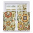 thumbnail image 1 of Gray Green Boho Floral Kitchen Curtain for Berdoom Living Room Cafe 54 Inch Length, Vintage Abstract Ethnic Flowers Tiers Curtains Light Filtering Drapes Window Treatment 2 Panels 52"Wx54"L, 1 of 8