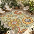 thumbnail image 1 of Gray Green Boho Floral Outdoor Rug for Patio/Deck/Porch, Non-Slip Large Area Rug 5 x 7 Ft, Vintage Abstract Art Ethnic Flowers Indoor Outdoor Rugs Washable Area Rugs, Camping Rug Carpet Runner, 1 of 8