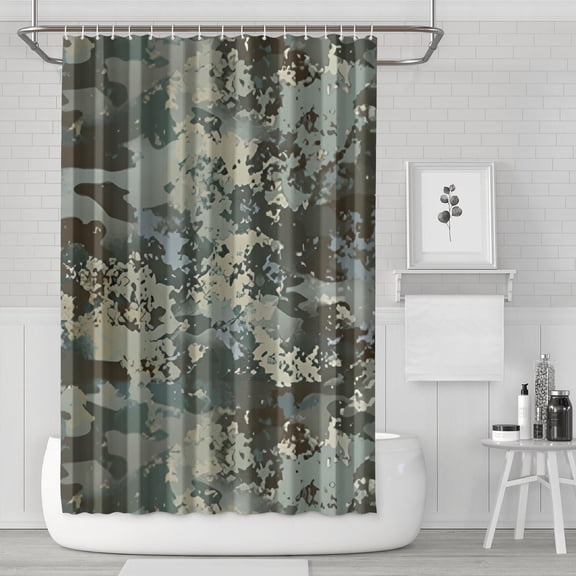 Gray Green Camo Textured Pattern Shower Curtain 72"x72" ,Bathroom Decorative Shower Curtains Set with 12 Hooks,Modern Waterproof Washable Shower Curtain