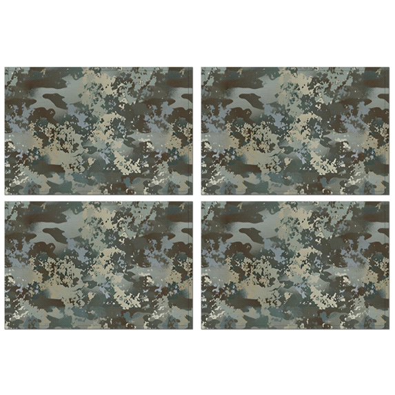 Gray Green Camo Textured Pattern Summer Placemats Table Placemats Set Of 4-Linen Kitchen Washable Placemats Table Mats 11.8"x17.7" Non-Slip Heat Resistant