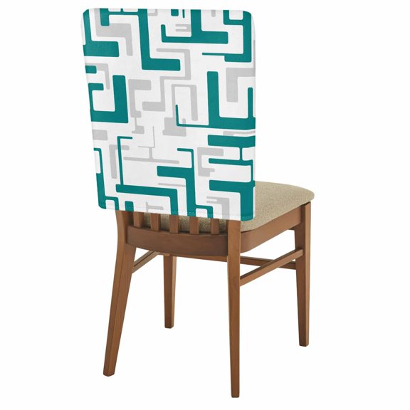 Gray Green Geometric Stripes Chair Covers Set of 2 Modern Abstract Lines Maze Chair Back Covers Stretch Removable Washable Slipcovers Protector for Dining Room Kitchen Party Decor