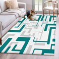 thumbnail image 1 of Gray Green Geometric Stripes Washable Area Rugs 4'x6', Modern Abstract Lines Maze Low Pile Throw Living Room Rug Non-Slip Sturdy Edge Binding Carpet for Indoor Entryway Bedside Kitchen, 1 of 9