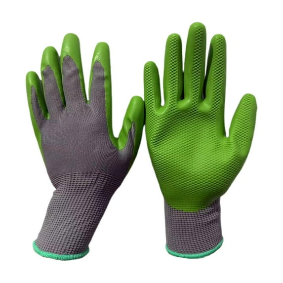 Gray Green Latex Foam Printed Gardening Gloves Anti-Puncture Waterproof Wear-Resistant Garden Planting Garden Flower Planting Protective Gloves