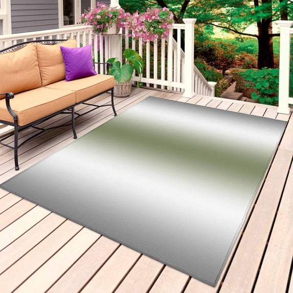 Gray Green Outdoor Rug 6x9 Ft, Non Slip Washable Area Rug, Modern Gradient Geometric Patio Rugs Carpet Runner, Large Floor Mat for Indoor/Outdoor Deck Porch Camping