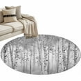 thumbnail image 1 of Gray Grey Forest Round Area Rug 4ft, Grey Modern Art Oil Painting Washable Non-Slip Circle Rugs for Bedroom Living Room Kitchen, Soft Non Shedding Circle Carpet for Dining Room Dorm, 1 of 9