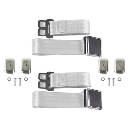 Gray & Grey Lap Bucket Seat Belt Kit with Bracketry for 1968-1972 Chevy Chevelle Airplane 2 Point - 2 Belts