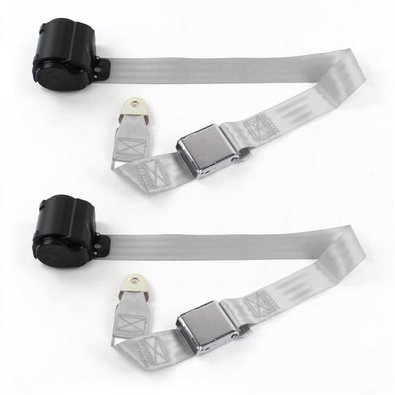 Gray & Grey Retractable Bucket Seat Belt Kit for 1933-1934 Early Cars Airplane 2 Point - 2 Belts