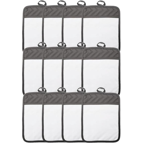 Gray Grey Sublimation Blanks 9"x7" Polyester/Cotton Pot Holders with Sublimation Pocket DIY Set of 12