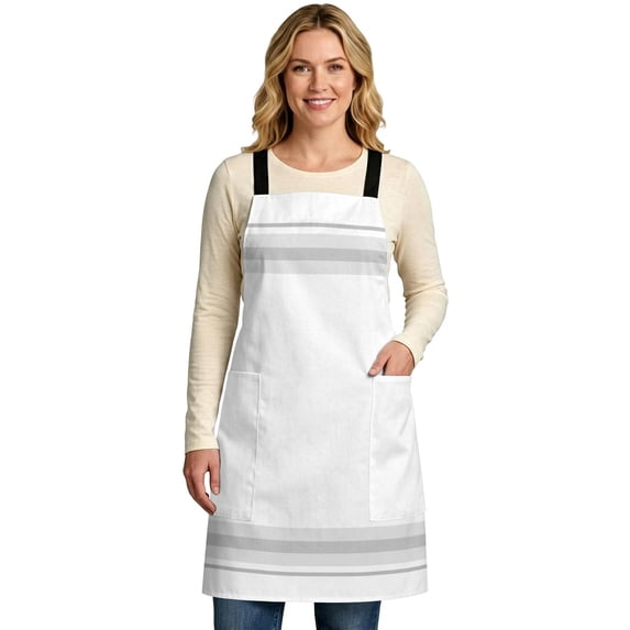 Gray Grid Lines Aprons for Women with Pockets, Modern Minimalist ...