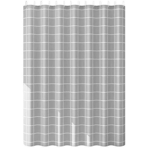 Gray Grid Pattern Shower Curtain 70.9x70.9", Waterproof Thickened EVA Bath Curtain, Non-Stick Privacy Separator, European Standard, Includes Hooks, for Home Bathroom