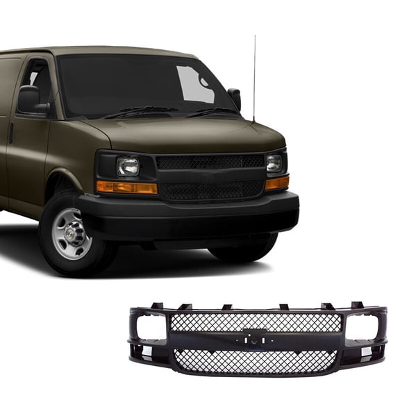 Gray Grille Assembly For 03 04 05-17 Chevy Express Cargo Van 1500 2500 3500 4500