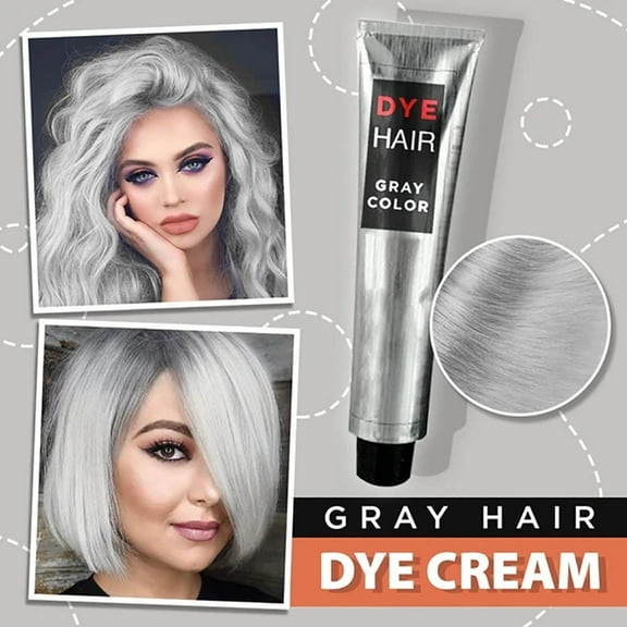 Gray Hair Dye Cream, DIY Fashion Gray Color Hair Cream, Unisex Super Gray Hair Dye, 100ml, Unisex DIY Fashion Gray Color Super Gray Hair Cream 100ml