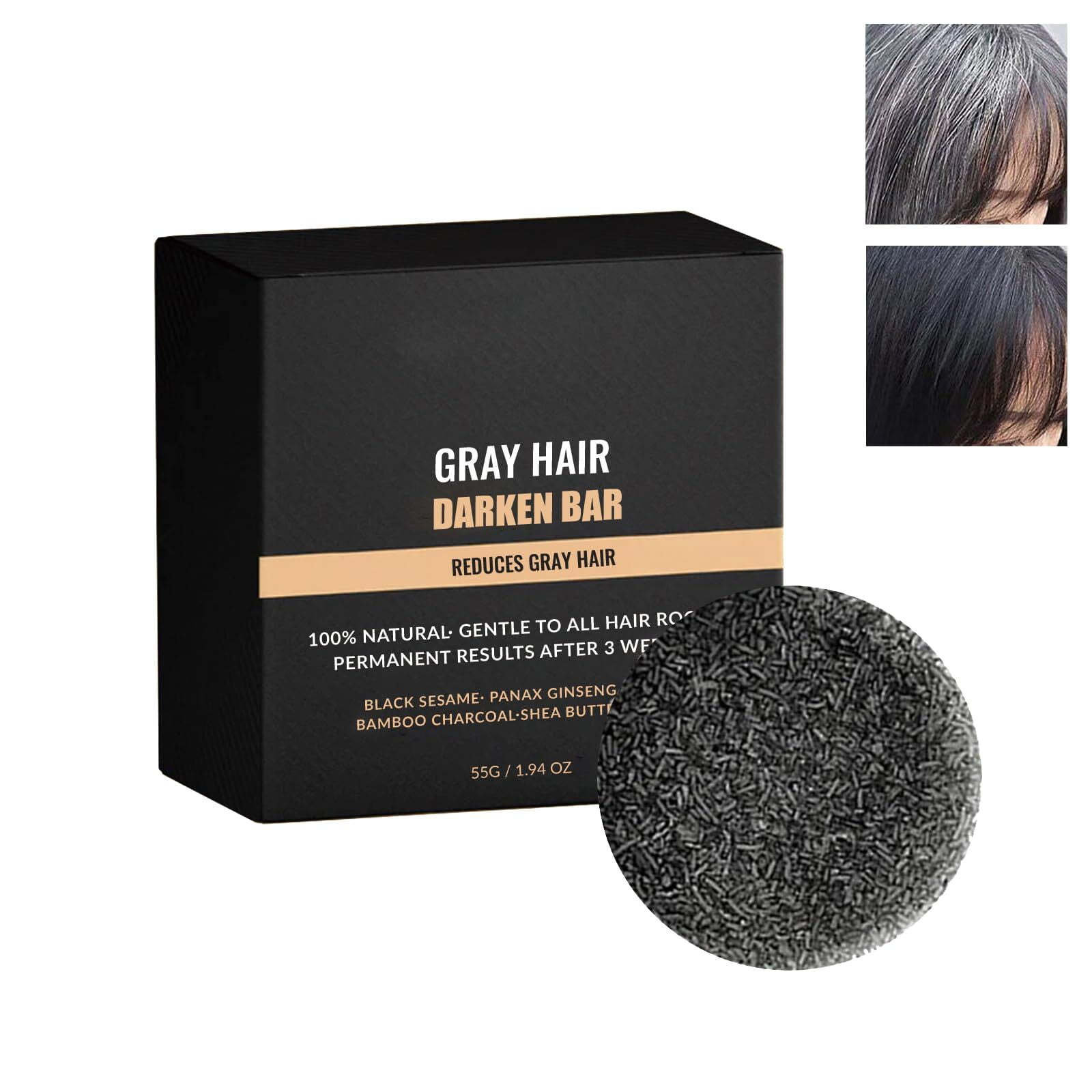 Gray Hair Reverse Bar, 55g Hair Darkening Shampoo Bar, Reverse Grey