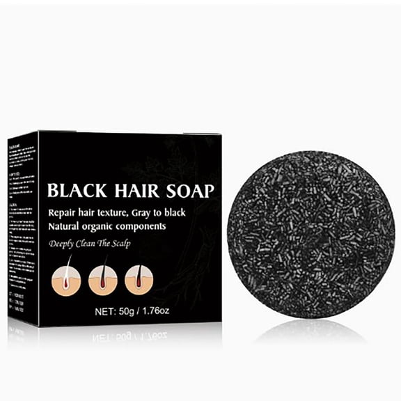 Gray Hair Reverse Bar Black Soap for Beard & Hair Darkening and Deep Cleaning Natural Solid Shampoo