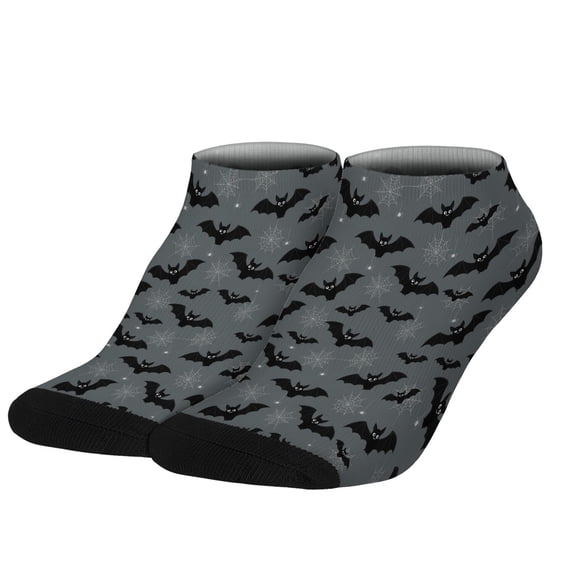 Spiter House Gray Halloween Bats and Spider Webs Women's Ankle Socks, Low Cut ...