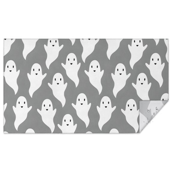 Minimalist Halloween Ghosts Pattern Rectangle Tablecloth 60"x102",Waterproof Polyester Rectangle Table Cloth, Wipeable Spillproof Polyester Tablecloth for Dining, Camping, Indoor and Outdoor
