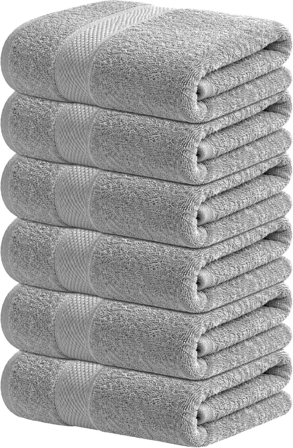 Gray Hand Towels for Bathroom - Set of 6 (16x28 inches) 600 GSM, 100% Cotton Ultra Soft, Quick Drying, Hotel Quality Hand Towel Set (Charming Grey, Hand Towels)