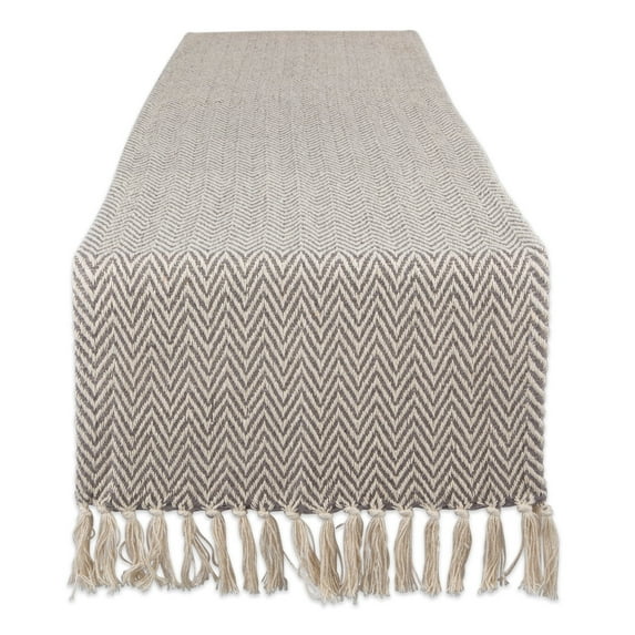 Gray Handloom Chevron Table Runner 15x108
