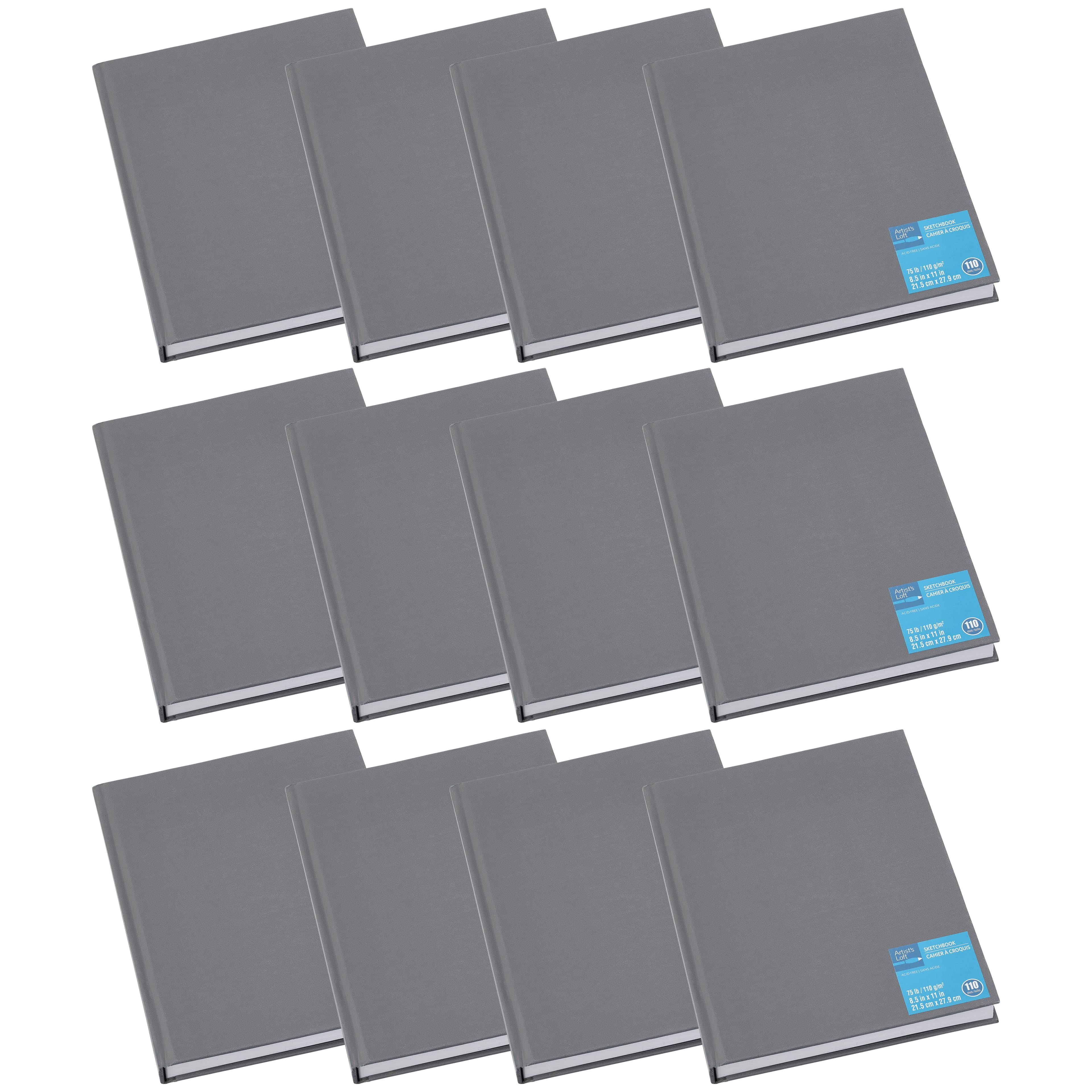 Gray Hardcover Sketchbook by Artist's Loft - Acid Free and Smudge Resistant  Paper, Sketch Pad for Drawing, Sketching, Writing - Bulk 12 Pack