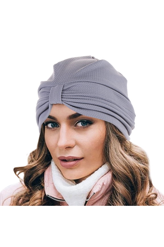 Gray Headband for Women Cancer Head Hat Cap Ethnic Bohemian Floral Hair Cover Wrap Turban Headwear Turban Cap for Women
