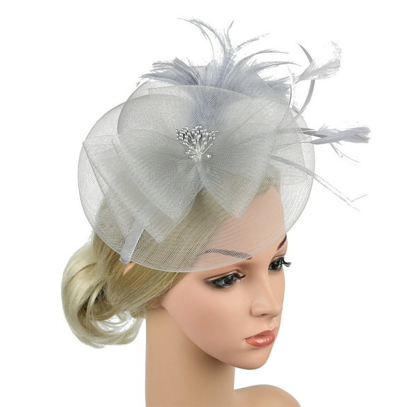Gray Headband for Women Fascinator Women's Organza Church Kentucky Derby British Bridal Tea Party