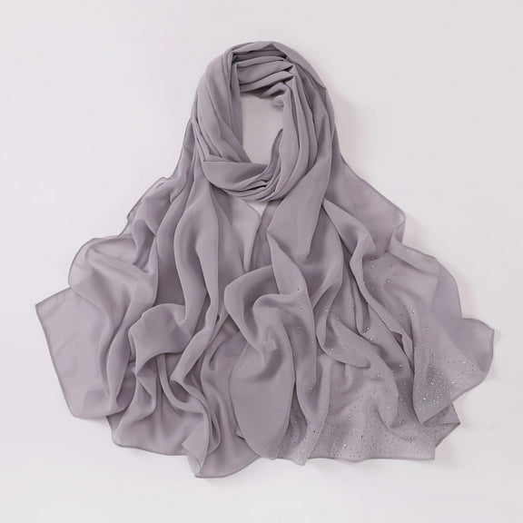 Gray Headband for Women's Solid Color Crinkled Hat with Muslim Ethnic Hijab